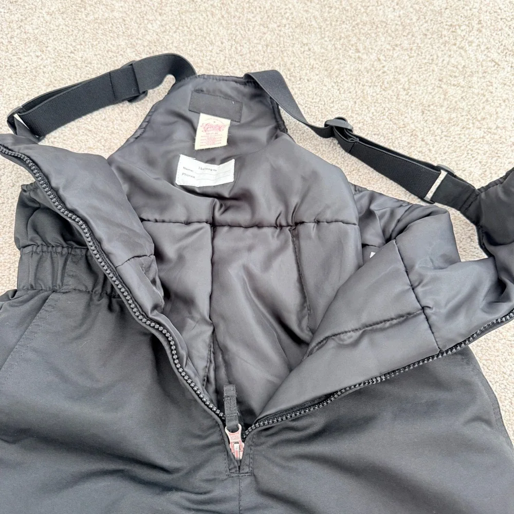 Faded Glory Snow Bibs Kids Size M 7-8 Black Insulated Ski Pants Snowboard